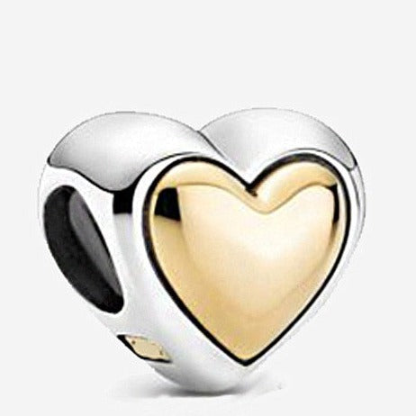 Berloque Prata 925 - Coração Dourado