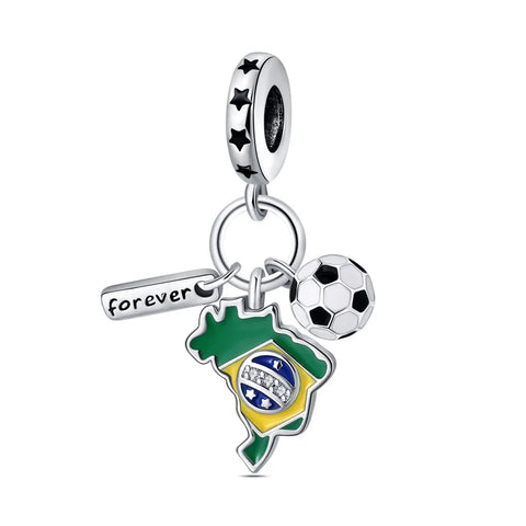 Berloque Prata 925 Copa do Mundo - Brasil Forever