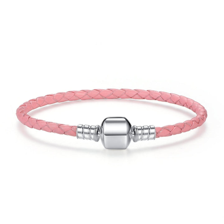 Pulseira Couro Rosa e Fecho Prata 925 - Barbie