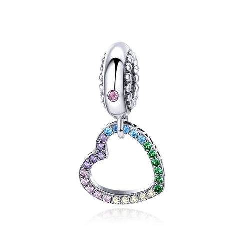 Berloque Prata 925 - Coração Colorido