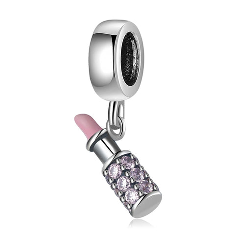 Berloque Prata 925 - Batom Rosa