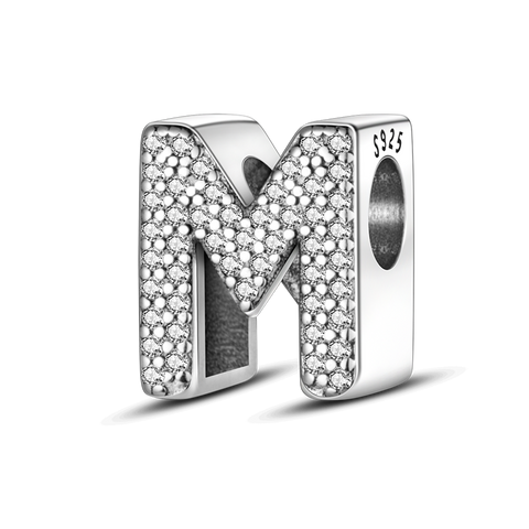 Separador Prata 925 e Zircônias - Letra M