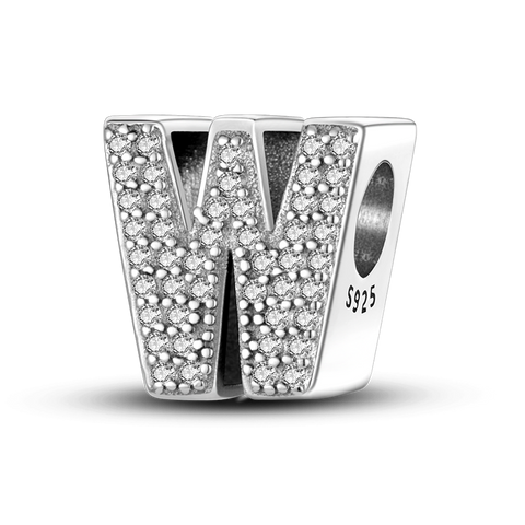 Separador Prata 925 e Zircônias - Letra W