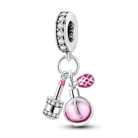 Berloque Prata 925 - Perfume e Batom Barbie