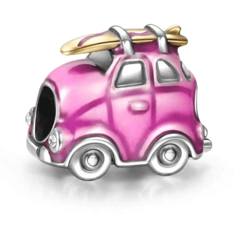 Berloque Prata 925 - Carrinho Rosa