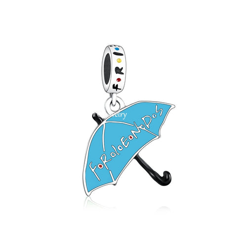 Berloque Prata 925 Série Friends - Guarda-chuva Azul