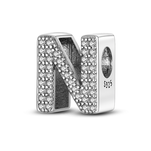 Separador Prata 925 e Zircônias - Letra N